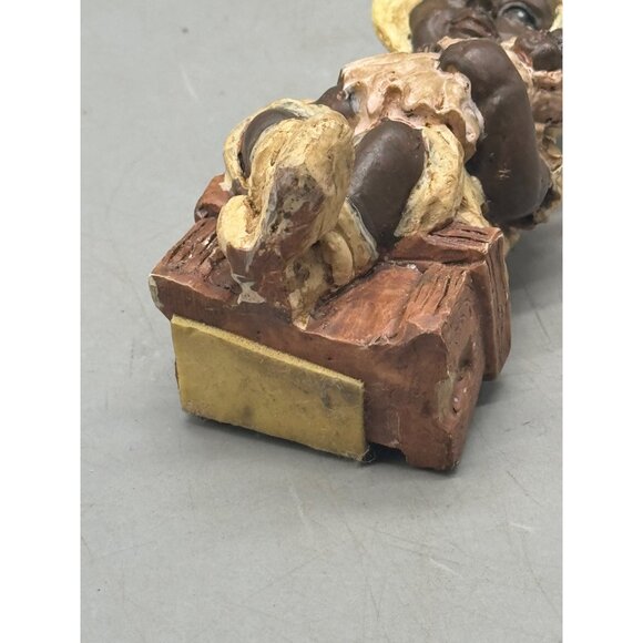 Vintage African American Figurine Child Holding Doll Yellow Bonnet Dress 3.75" R - Picture 6 of 7